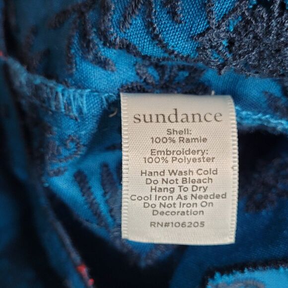 Sundance Rosetti Lace Teal Embroidered Womens L Button Up Top Victorian Romantic - Picture 12 of 13